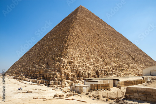 The Great Pyramid of Giza ( Pyramid of Khufu or the Pyramid of Cheops) is the oldest and largest of the three pyramids in the Giza pyramid complex