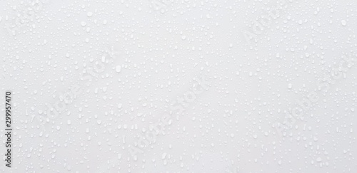 Raining or water drop on gray or white stainless steel wall for background - Abstract wallpaper concept 