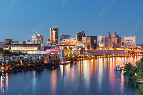 St. Paul, Minnesota night skyline along the Mississippi River