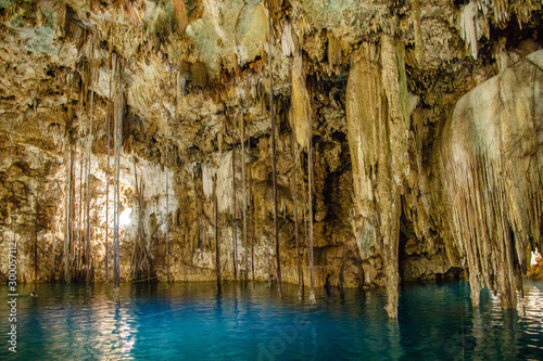 Huge beautiful cenote near Valladolid city in Mexico