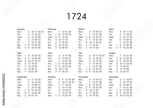 Calendar of year 1724