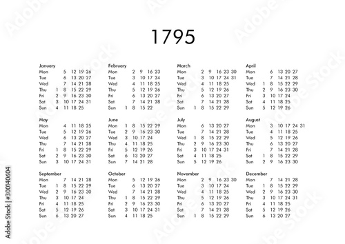 Calendar of year 1795