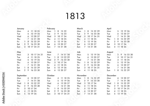 Calendar of year 1813