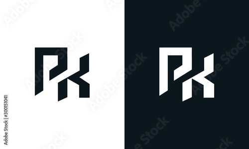 Minimalist abstract letter PK logo. This logo icon incorporate with two abstract shape in the creative process.