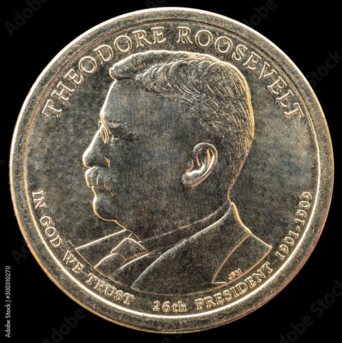 1 dollar coin. 26th President of the United States of America