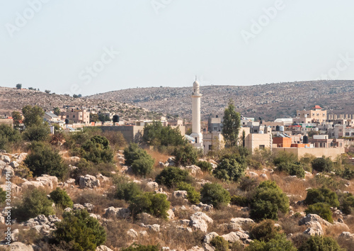 View of highway number 5 to the Palestinian village Bruchin in the Samaria region of Beniamin district near to Rosh Haayin