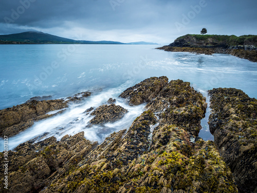 Rain and stormy weather at the coastline near bantry ireland