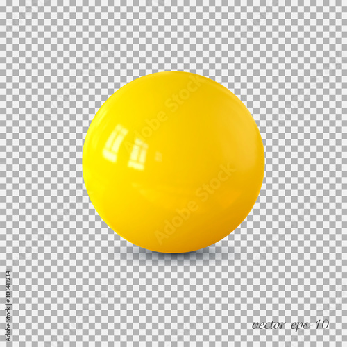 Yellow realistic ball vector .Isolated sphere for advertising and lettering.