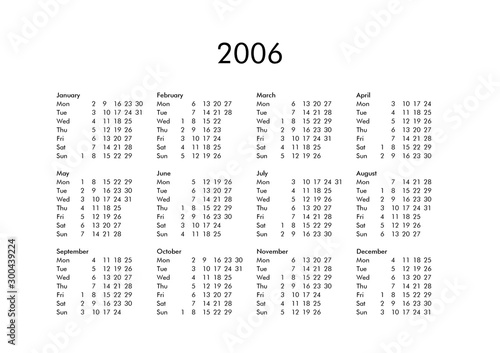 Calendar of year 2006