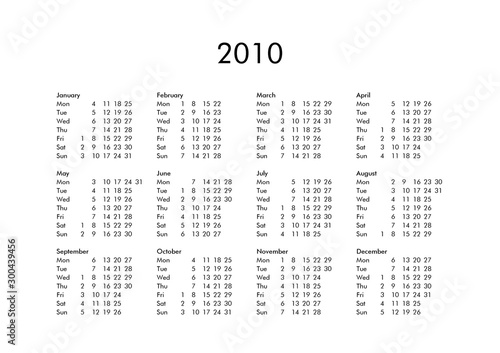 Calendar of year 2010