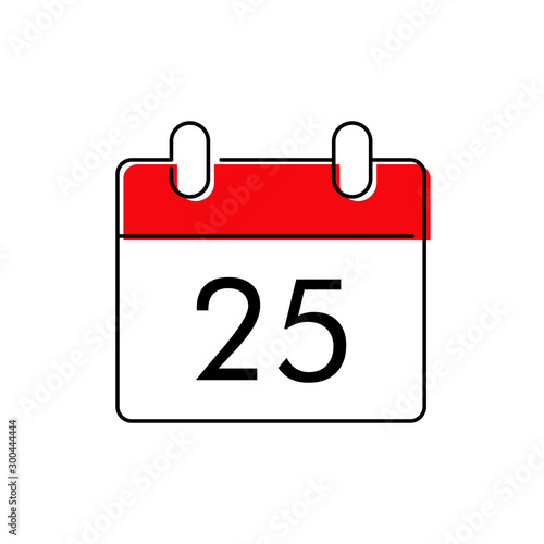 Logotipo lineal calendario día 25 con color rojo