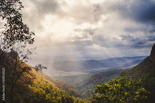 Lamington national park moran falls track look out sunset cloudy Queensland Australia vintage