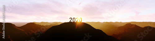 2020 silhouette on the mountain
