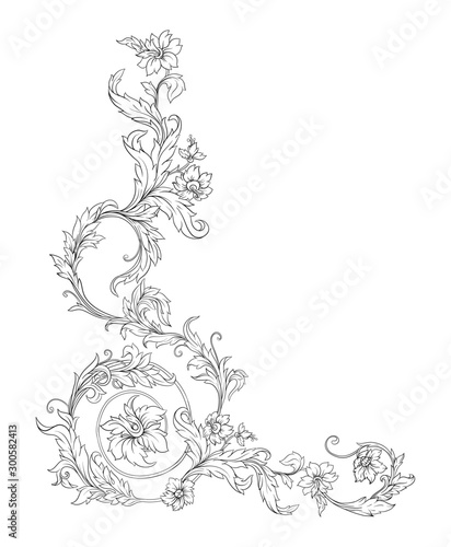 Elements In baroque, rococo, victorian renaissance style. Trendy floral vintage pattern. Vector illustration