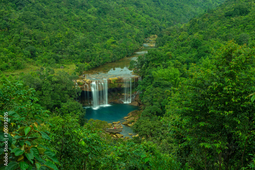 Aerial view of Krang Suri waterfalls, Jaintia Hills, Meghalaya, India