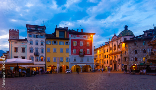 Evening view of the streets of Trento. Italy