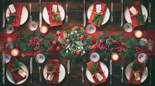 Christmas holidays table setting concept