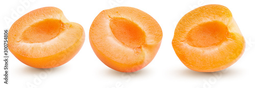 collection of apricot halves isolated on a white background