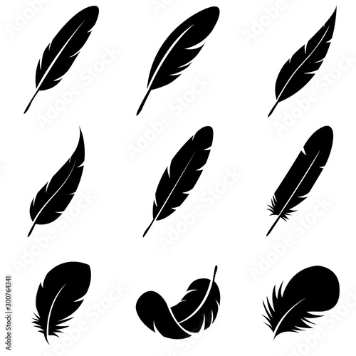 Feather Set icon, logo isolated on white background