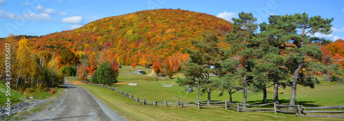 Fall landscape eastern townships Bromont Quebec province Canada