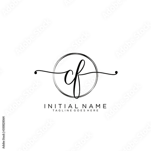 CF Initial handwriting logo with circle template vector.