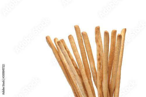 Grissini sticks on a white background