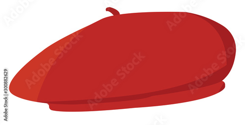 Red beret, illustration, vector on white background.