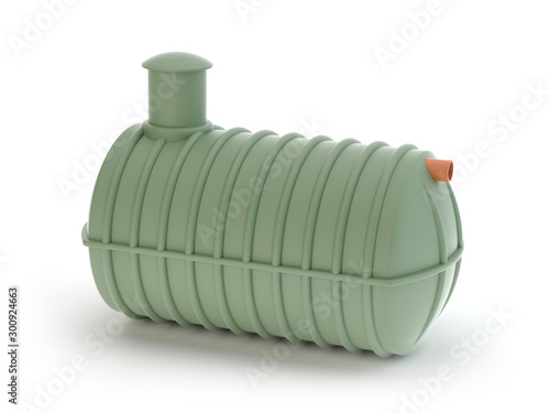 Plastic septic tank isolated on white - 3d Illustration