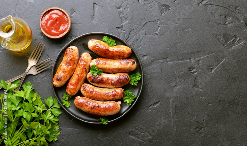Barbecue sausage with fresh parsley