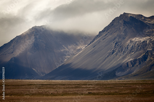 Dramatic Cloudy Mountain View in Iceland