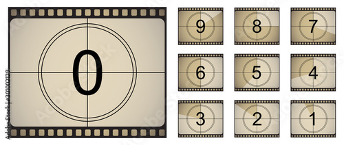 Movie countdown retro cinema. Vector illustration in a flat style.