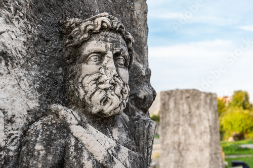 The ruins of the Roman amphitheater located in the Ancient Capua, Caserta, Southern Italy