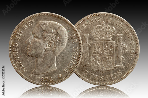 Spain 5 pesetas 1876