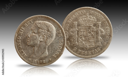 Spain 5 pesetas 1876