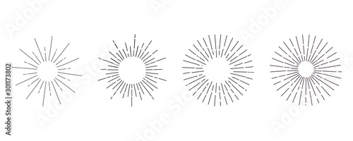 Set of light ray. Hand Drawn vector illustration