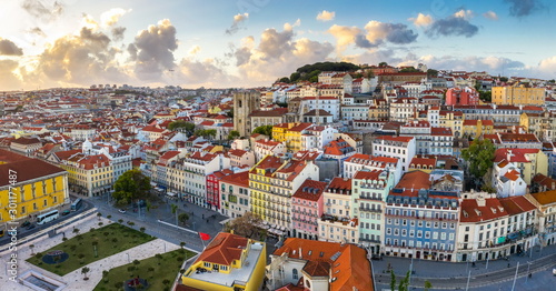 Lisbon Panorama Alfama cityscape, beautiful European city with old architecture