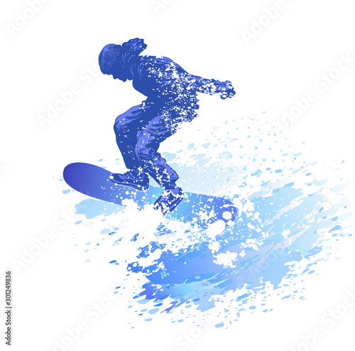 Skiing man. Vector illustration