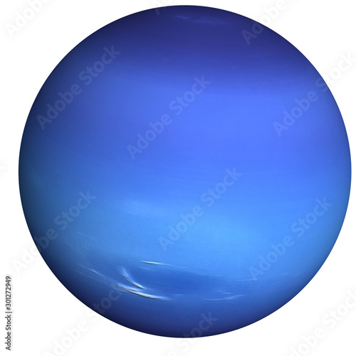 High detailed Neptune Planet of solar system with white atmosphere isolated. Fiction blue planet. Elements of this image furnished by NASA.