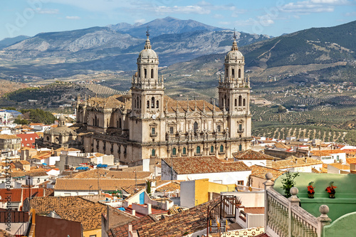 Aerial view of Jaen Cathedral in Jaen, Spain