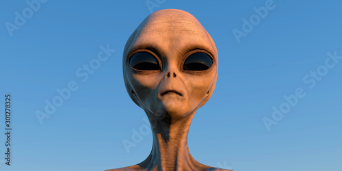 Grey Alien extremely detailed and realistic high resolution 3d illustration of an extraterrestrial being