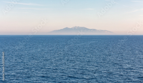 Elba Island silhouette in the open sea