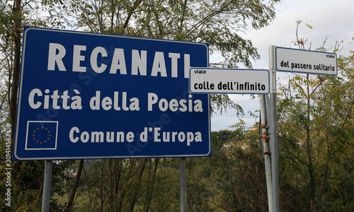 Traffic Signal of Recanati Town in Central Italy where was born