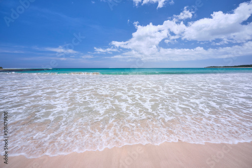 Natadola beach with waves coming in, Fiji