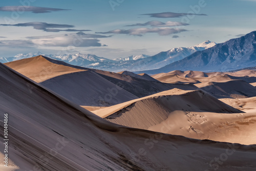 Great sand dunes casting shadows in Colorado