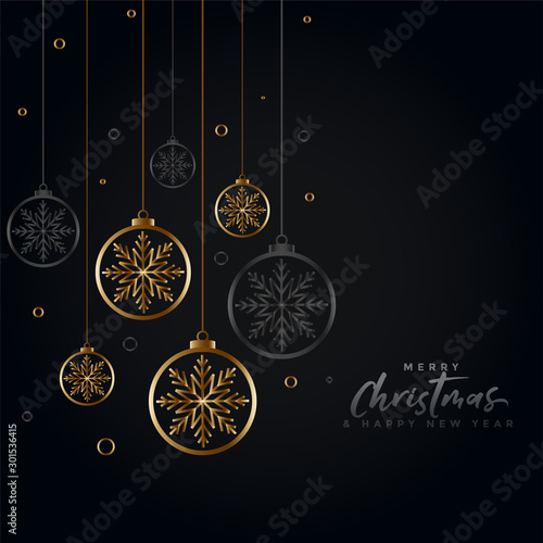 lovely black and gold merry christmas greeting design