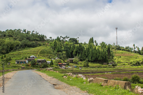 Road leading to houses in hilly areas, Mawsynram, Meghalaya