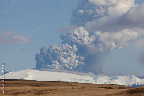 The 2010 eruptions of Eyjafjallajökull were volcanic events at Eyjafjallajökull in Iceland which, although relatively small for volcanic eruptions, caused enormous disruption to air travel.