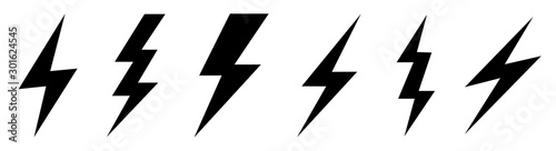 Lightning bolt icons set. Vector illustration