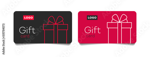 Loyalty card, incentive gift, collect bonus, earn reward, redeem gift, win present, vector mono line icon, linear illustration, outline design