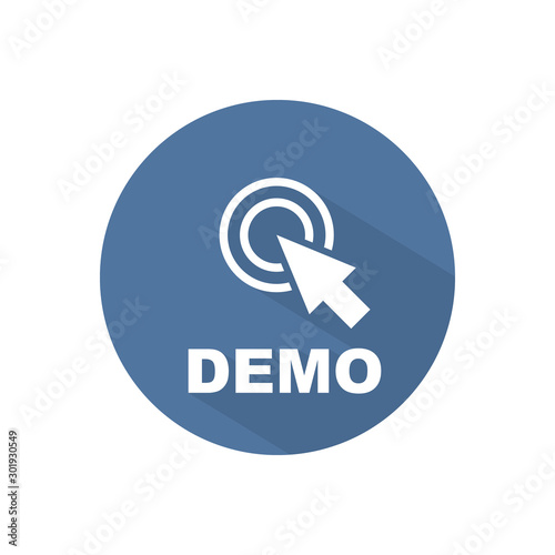 Demo with cursor sign icon. Demonstration symbol. Circle flat button. Modern UI website navigation. Vector